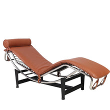Load image into Gallery viewer, Leather Adjustable Lounge Chair With Pillow - Brown / Black / Silver