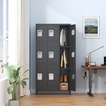 Load image into Gallery viewer, 9 Door Lockers With Lock For Secure Storage And - Black