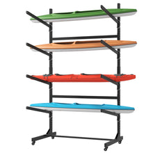 Load image into Gallery viewer, Freestanding Kayak Storage Rack With Lockable Wheels For Kayak, Canoe, Sup & Surfboard