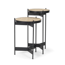 Load image into Gallery viewer, Marble Metal Nested Tables (Set of 2) - Brown / Black