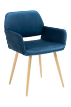 Load image into Gallery viewer, Upholstered Velvet Open Back Dining Chair - Blue