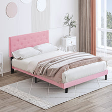 Load image into Gallery viewer, Modern Upholstered Platform Bed Frame With Button Tufted Fabric Headboard