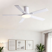 Load image into Gallery viewer, Flush Mount Ceiling Fans With LED Light And Remote Control, 5 Blades