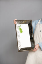 Load image into Gallery viewer, Antique Rectangle Mirror With Floral Accents, Mirrored Display Tray, Hanging Wall Mirror