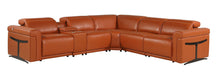 Load image into Gallery viewer, Italian Leather Modular L Shaped Six Piece Corner Sectional With Console - Camel