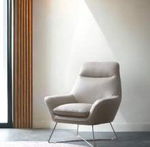 Load image into Gallery viewer, Faux Leather Tufted Arm Chair - Light Gray And Silver