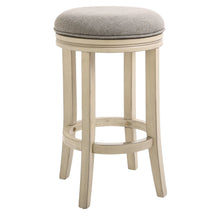 Load image into Gallery viewer, Solid Wood Swivel Backless Counter Height Bar Chair - Gray / Ivory