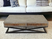Load image into Gallery viewer, Rustic Handcrafted Wood And Iron Coffee Table - Natural