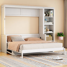 Load image into Gallery viewer, Sturdy Murphy Bed With Desk And Bookshelf