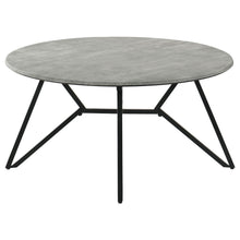 Load image into Gallery viewer, Travis - Round Top Coffee Table With Hairpin Legs - Gray / Black