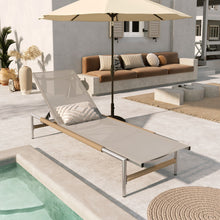Load image into Gallery viewer, Hargrove - Outdoor Patio Aluminun Chaise Lounge, Outdoor Mesh Seat - Natural / Silver