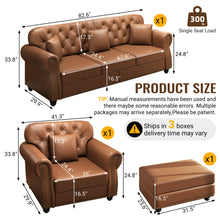 Load image into Gallery viewer, Upholstered Sofa With Nailhead Trim, Rolled Armrests With Ottoman
