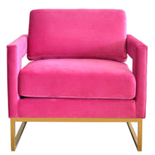 Load image into Gallery viewer, Stylish Velvet And Steel Chair - Pink And Gold