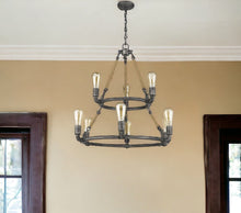 Load image into Gallery viewer, Nine Light Metal Dimmable Chandelier - Brown / Black