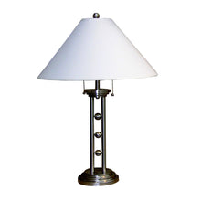 Load image into Gallery viewer, Metal Two Light Table Lamp With White Classic Empire Shade - Silver