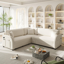 Load image into Gallery viewer, L-Shaped Couch With Pull-Out Bed, Oversize Convertible Sleeper Sofa With Side Pocket & USB Port