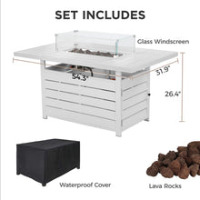 Load image into Gallery viewer, Rectangular Propane Fire Pit Table With Burner, Lava Rock, Waterproof Cover