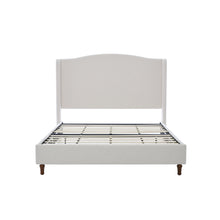 Load image into Gallery viewer, Hannah - Upholstered Wingback Bed Size / Tall Headboard Upholstered King Bed / Premium Textured Look / Minimalist Designs / No Box Spring Needed