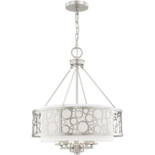 Load image into Gallery viewer, 22" Five Light Metal Dimmable Chandelier With Shades - Nickel