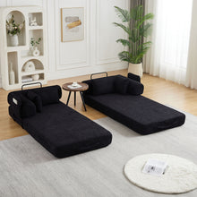 Load image into Gallery viewer, Convertible Sleeper Sofa Bed With Cylindrical Pillow