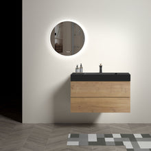 Load image into Gallery viewer, Alice - Natural Oak Bathroom Vanity With Sink, Large Storage Wall Mounted Floating Bathroom Vanity For Modern Bathroom, One-Piece Sink Basin Without Drain