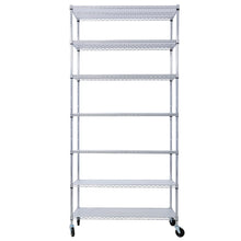 Load image into Gallery viewer, 7 Tier Metal Shelf Wire Shelving Unit, 2450Lbs Heavy Duty Adjustable Storage Rack With Wheels & Shelf Liners For Closet Kitchen Garage Basement Commercial Shelving