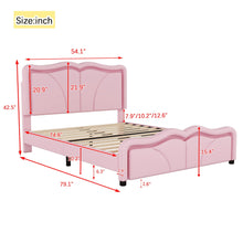 Load image into Gallery viewer, Upholstered Platform Bed & Curve Shaped And Height Adjustable Headboard, LED Light Strips