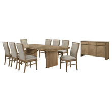 Load image into Gallery viewer, 10 Piece Extension Dining Set With Upholstered Chairs And Matching Sideboard - Light Brown