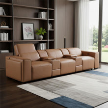 Load image into Gallery viewer, Top Grain Leather Reclining Metal USB Sofa (720396) - Chestnut