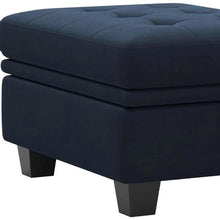 Load image into Gallery viewer, Velvet Tufted Storage Ottoman - Blue / Black