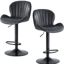 Load image into Gallery viewer, Faux Leather Aluminum Swivel Bar Chairs (Set of 2) (724341) - Black