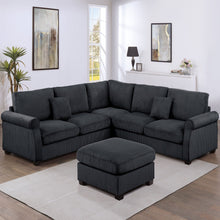 Load image into Gallery viewer, Modern Sectional Set With Corner Wedge, Loveseat, Ottoman & 2 Pillows