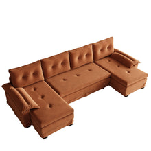 Load image into Gallery viewer, U-Shaped Sleeper Sofa With Pull Out Bed, Removable Armrests & USB Ports For Living Room