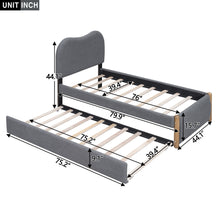 Load image into Gallery viewer, Upholstered Platform Bed With Wood Supporting Feet And Trundle