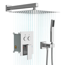 Load image into Gallery viewer, Dual Shower Head System With Square Rain Shower And Rough In Valve