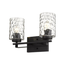 Load image into Gallery viewer, Metal And Pebbled Glass Two Light Wall Sconce - Black