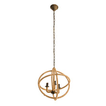 Load image into Gallery viewer, 3 Light Farmhouse Chandelier, Rope Chandelier Globe Hanging Light Fixture With With Adjustable Chain For Kitchen, Bulb Not Included - Beige Brown