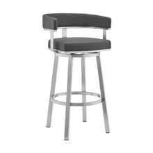 Load image into Gallery viewer, 34" Faux Leather Swivel Low Back Counter Height Bar Chair - Gray / Silver