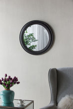 Load image into Gallery viewer, Circle Wall Mirror With Wooden Frame, Antique Classic Accent Mirror, For Living Room - Black