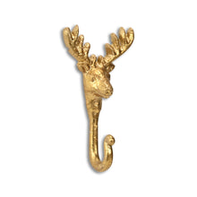 Load image into Gallery viewer, 3" Cast Iron Deer Stag Wall Hook - Gold