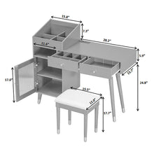 Load image into Gallery viewer, Modern Makeup Vanity Desk With Drawers Cabinet & Charging Port Engineered Wood Space Saving Design For Small Places - Black