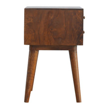 Load image into Gallery viewer, 22" Solid Wood Geometric Brass Inlay Two Drawer Nightstand - Chestnut
