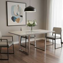Load image into Gallery viewer, 59" Metal Sled Base Dining Room Table - Gray / Silver