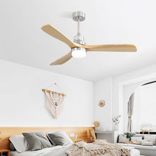 Load image into Gallery viewer, Ceiling Fan With Dimmable LED Light 6 Speed Remote 3 Wood Blade Reversible DC Motor For Bedroom - Brushed Nickel