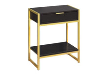 Load image into Gallery viewer, Wood And Metal End Table With Drawer And Shelf - Gold And Dark Brown