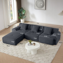 Load image into Gallery viewer, L Shaped Modular Sectional Sofa Corduroy And Movable Ottoman