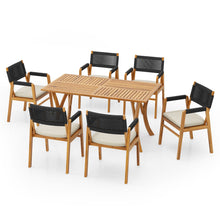 Load image into Gallery viewer, Outdoor Rustic Patio Acacia Bistro Set With Cushions