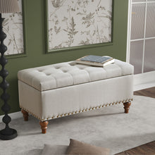 Load image into Gallery viewer, Upholstered Ottoman With Storage And Rivet Trim