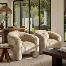 Load image into Gallery viewer, Avalon - Genuine Sheepskin Fur Split Barrel Back Accent Chair - Natural Blonde