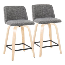 Load image into Gallery viewer, Toriano - Contemporary Modern Design Fixed Height Counter Stool With Swivel With Square Footrest (Set of 2)